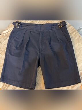 RUBINACCI NAPOLI GURKHA SHORTS BLUE TODD COTTON MANNY PLEATED $590 48/32 SNYDER